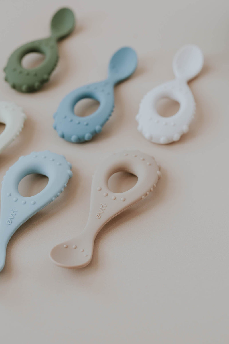 Evri - Silicone Baby Spoon 2-Pack - Ivory & Sand