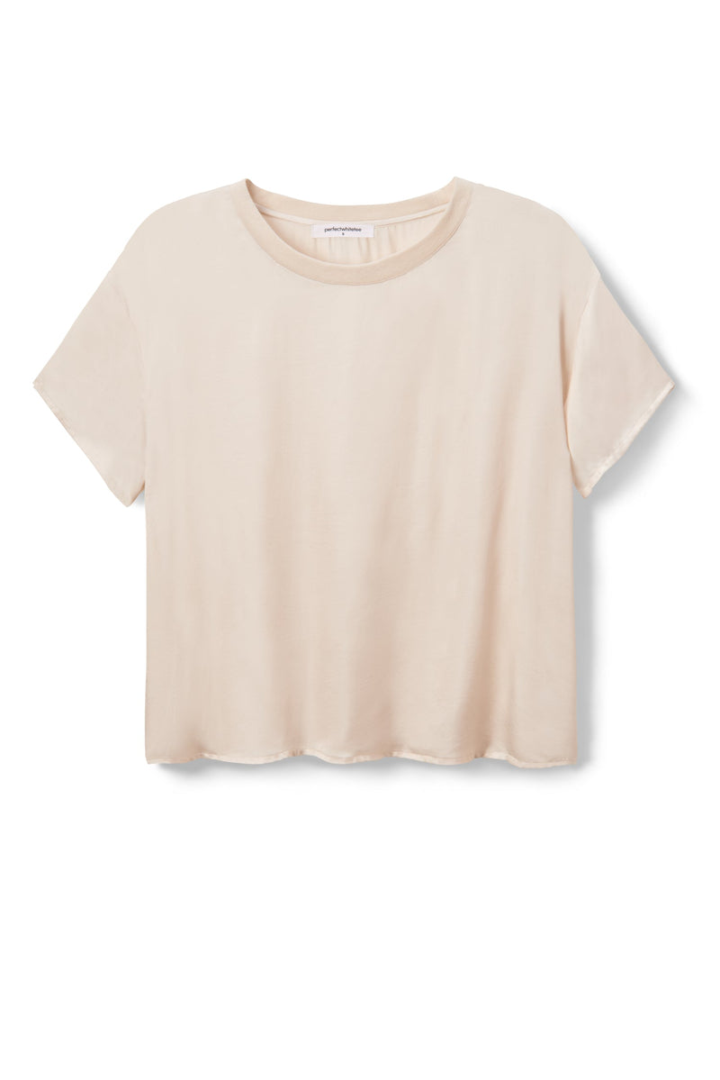 PerfectWhiteTee - Delphine Satin Crewneck Tee - Sugar