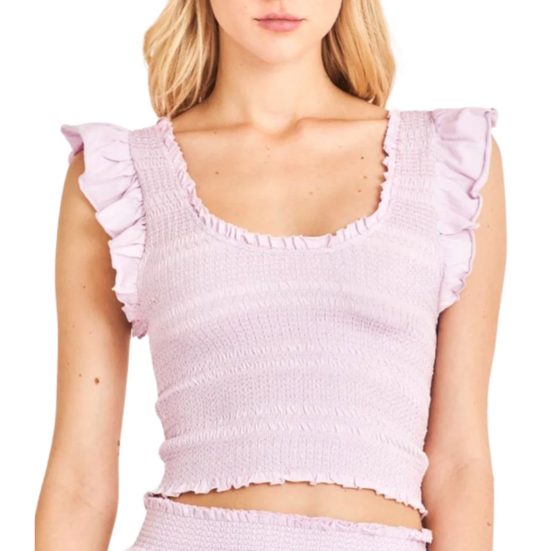 LoveShackFancy Dovi Top, Lilac Bloom