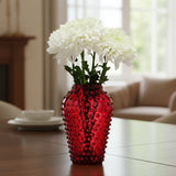 Hobnail Vase - Barrel - Holly Berry