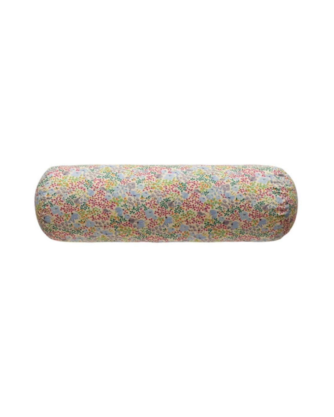 Cotton Printed Bolster Pillow with Ditsy Floral Pattern