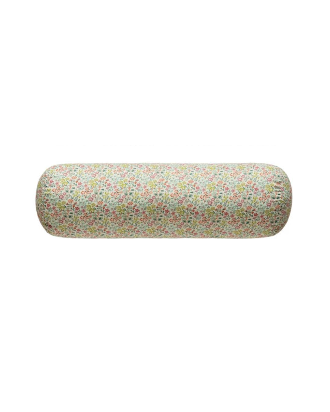 Cotton Printed Bolster Pillow with Ditsy Floral Pattern
