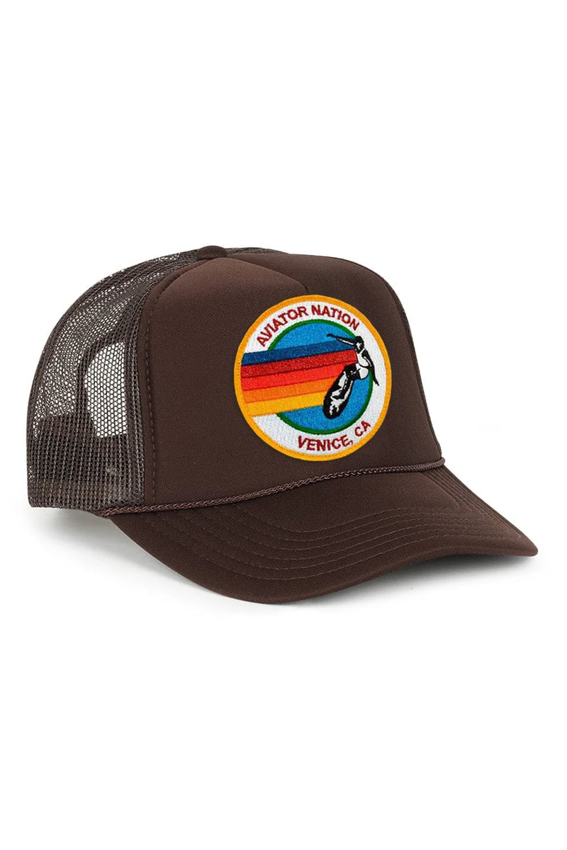Aviator Nation - Signature Logo Vintage Trucker Hat - Brown