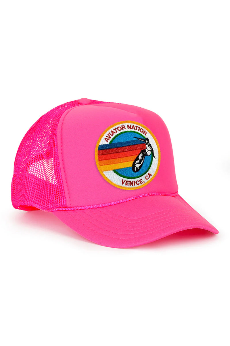 Aviator Nation - Signature Logo Vintage Trucker Hat - Neon Pink