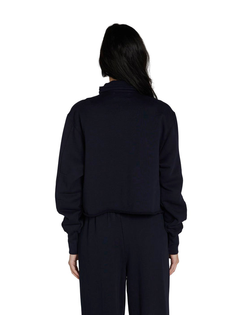 Les Tien - Haley Crop Half Zip Pullover - Navy