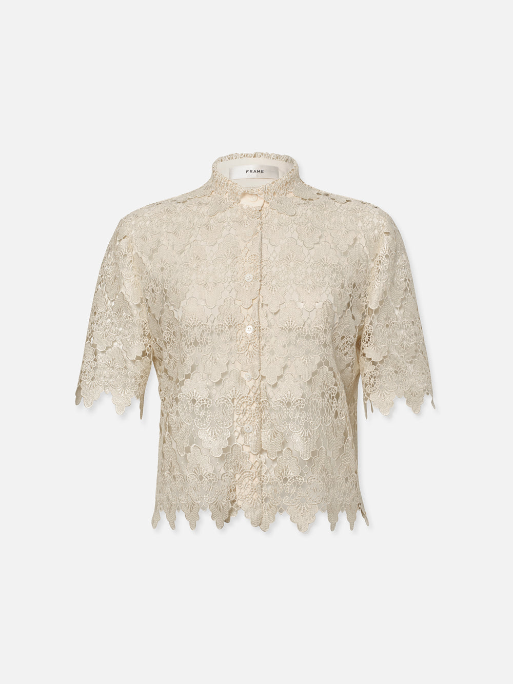 FRAME - Lace Button Up Shirt - Ecru