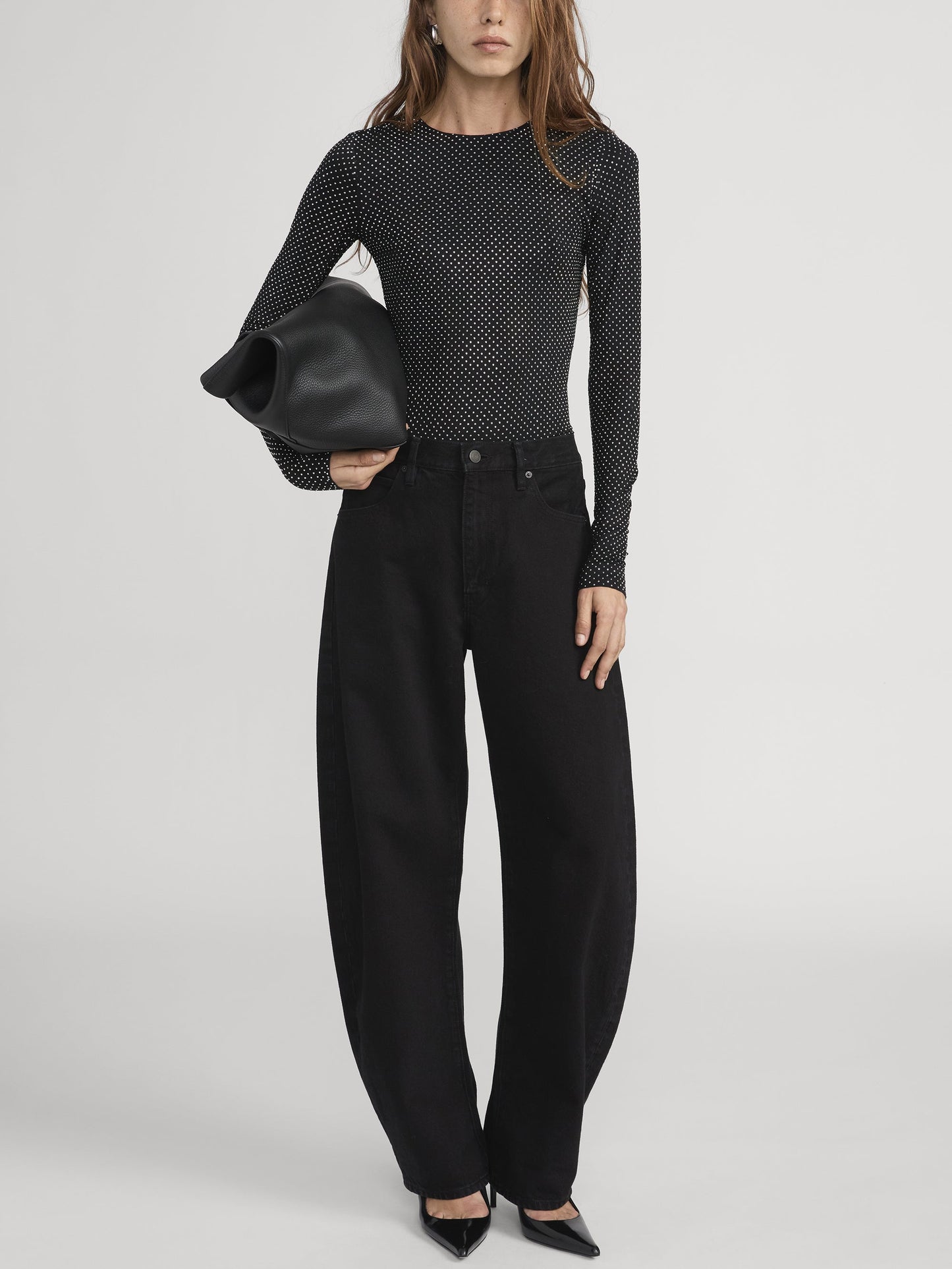 FRAME - The Rhinestone Jersey Top - Black