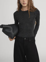 FRAME - The Rhinestone Jersey Top - Black