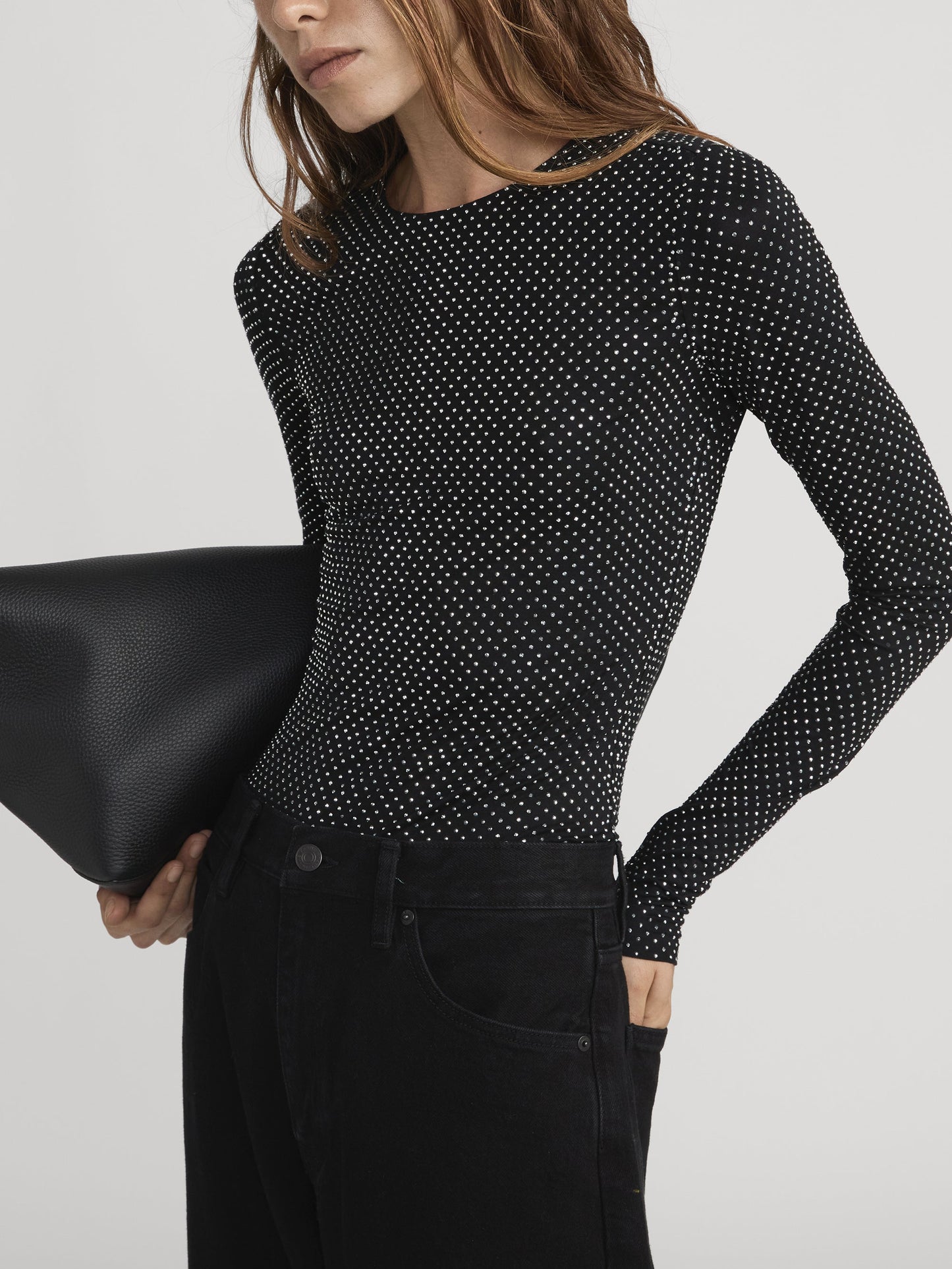 FRAME - The Rhinestone Jersey Top - Black