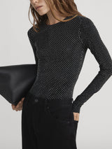 FRAME - The Rhinestone Jersey Top - Black