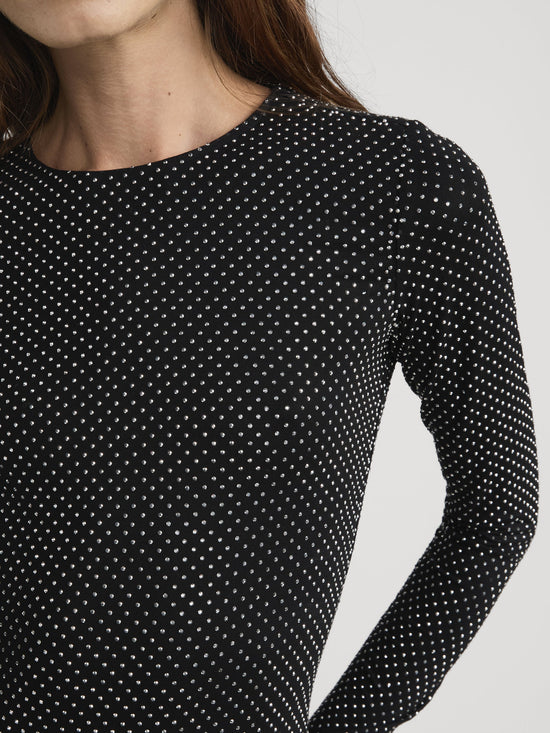 FRAME - The Rhinestone Jersey Top - Black