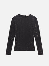 FRAME - The Rhinestone Jersey Top - Black