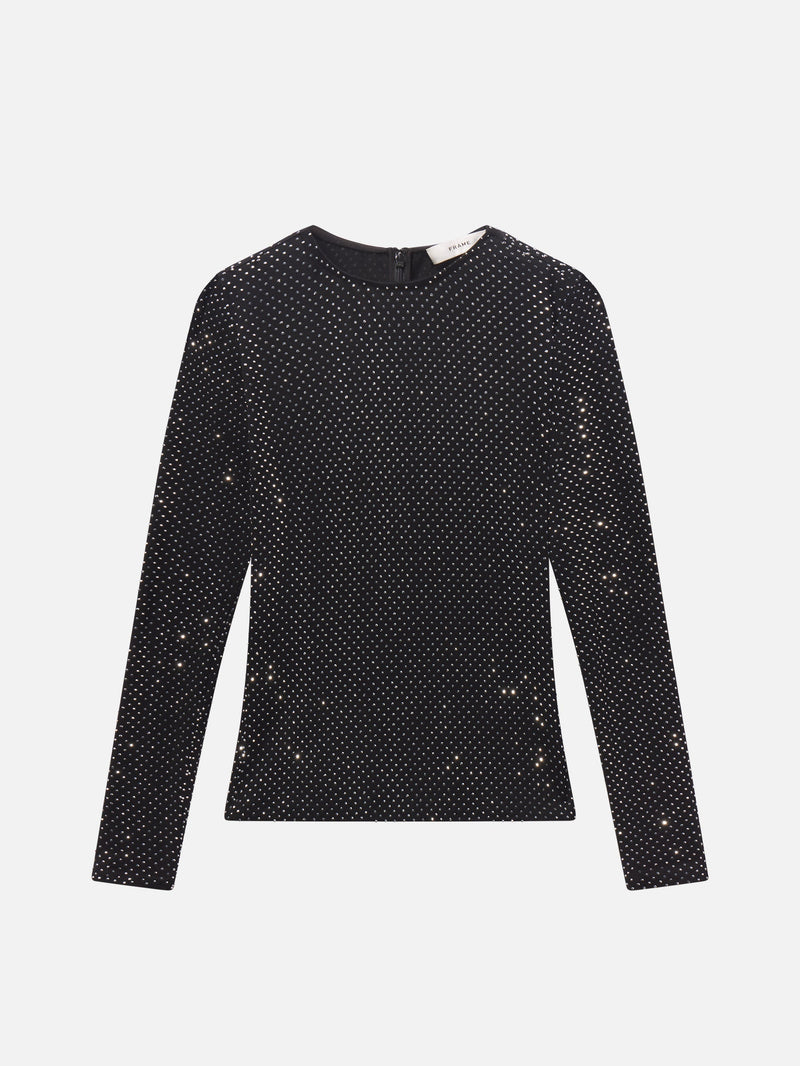 FRAME - The Rhinestone Jersey Top - Black