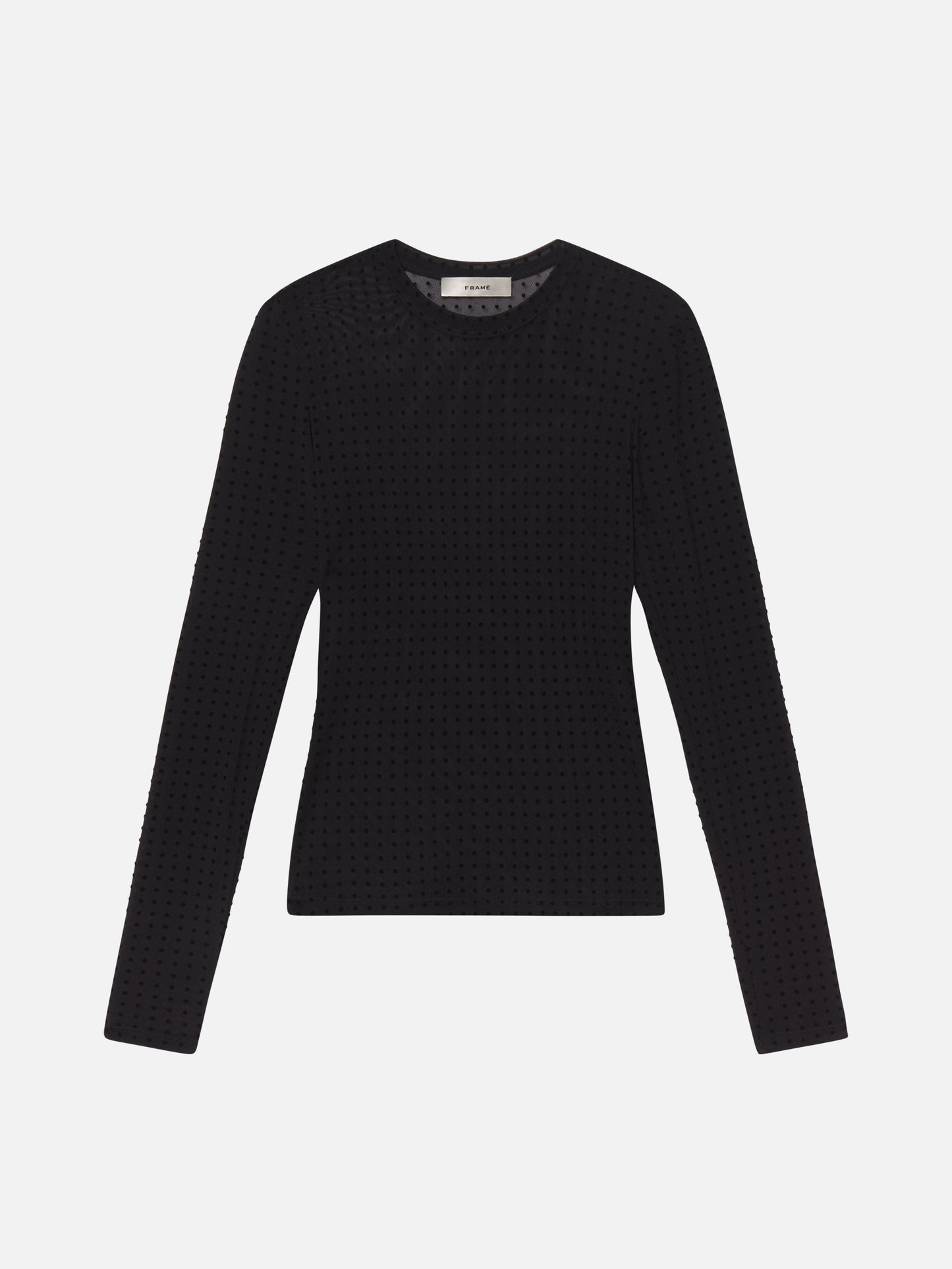 FRAME - The Mesh Polka Dot Top - Black