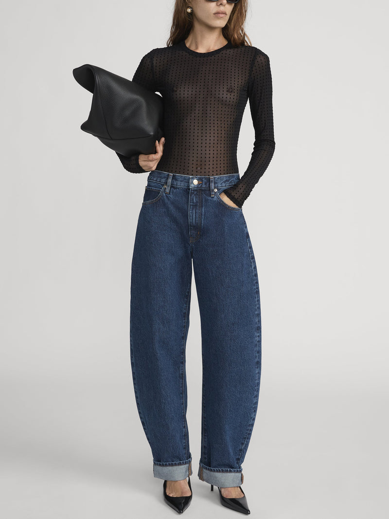 FRAME - The Mesh Polka Dot Top - Black