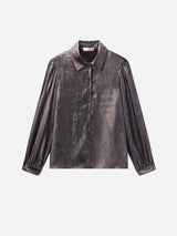 FRAME - The Shiny Staple Blouse - Gunmetal