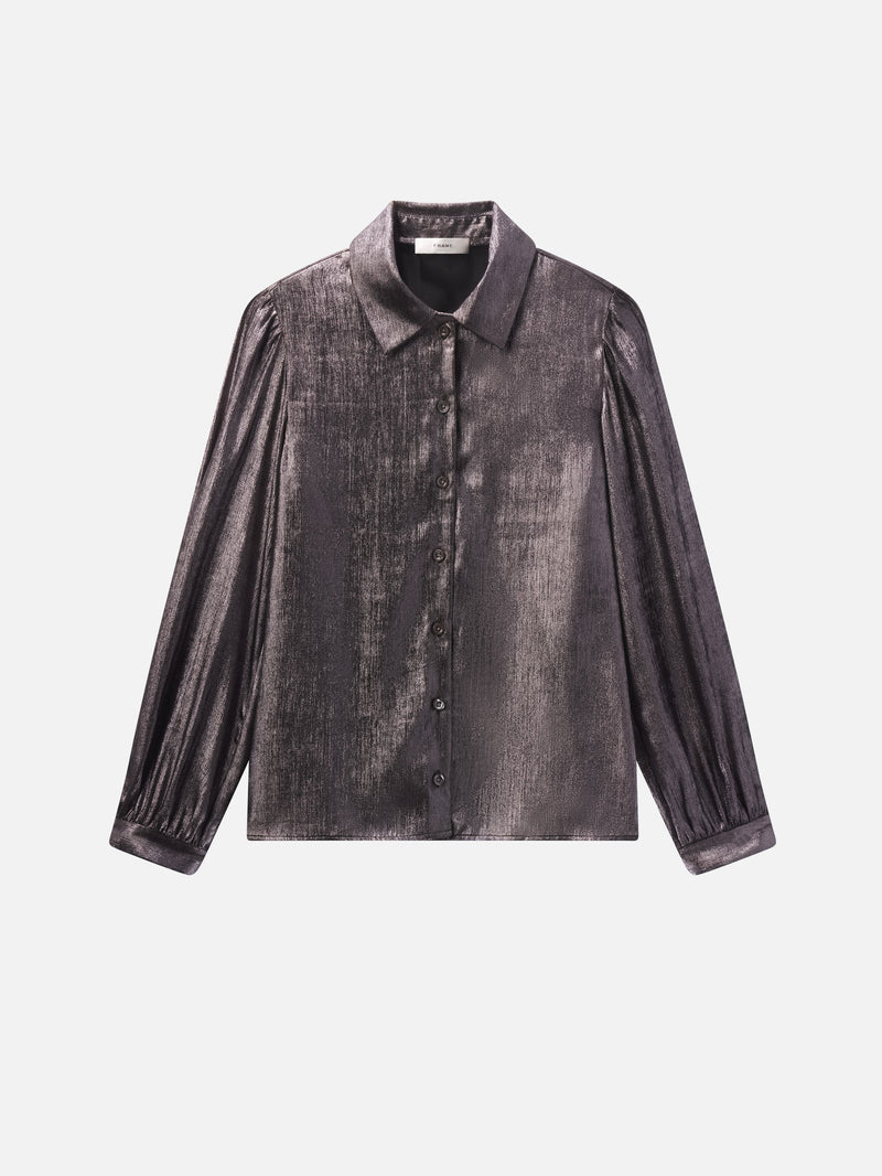 FRAME - The Shiny Staple Blouse - Gunmetal