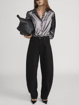 FRAME - The Shiny Staple Blouse - Gunmetal