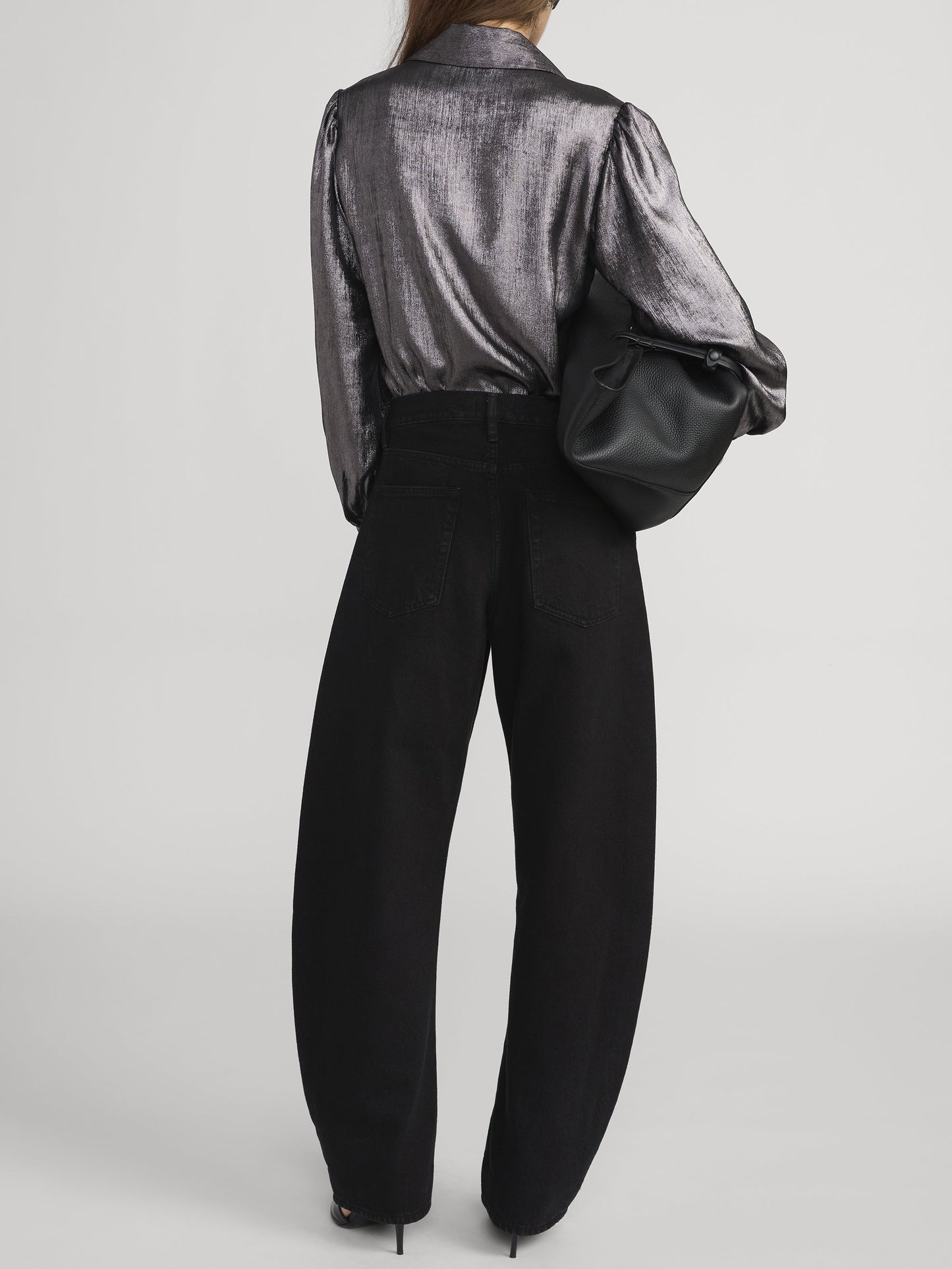 FRAME - The Shiny Staple Blouse - Gunmetal