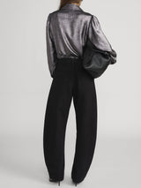 FRAME - The Shiny Staple Blouse - Gunmetal