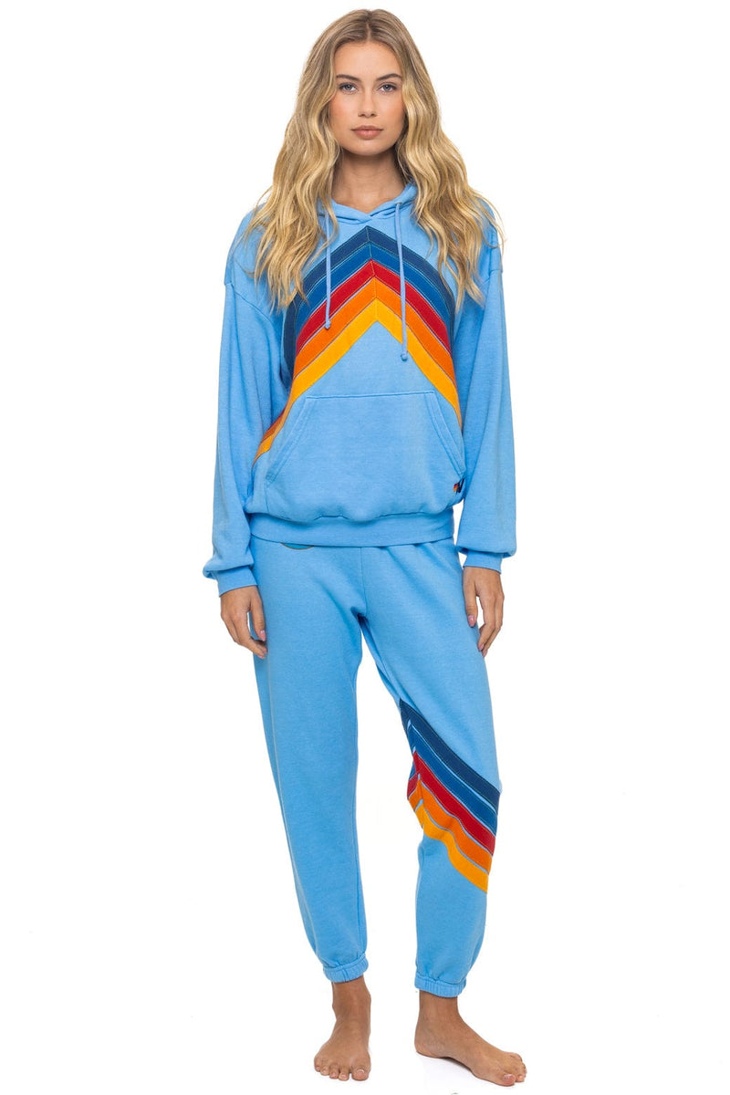 Aviator Nation - Mountain Stitch Chevron Pullover Hoodie Relaxed - Sky