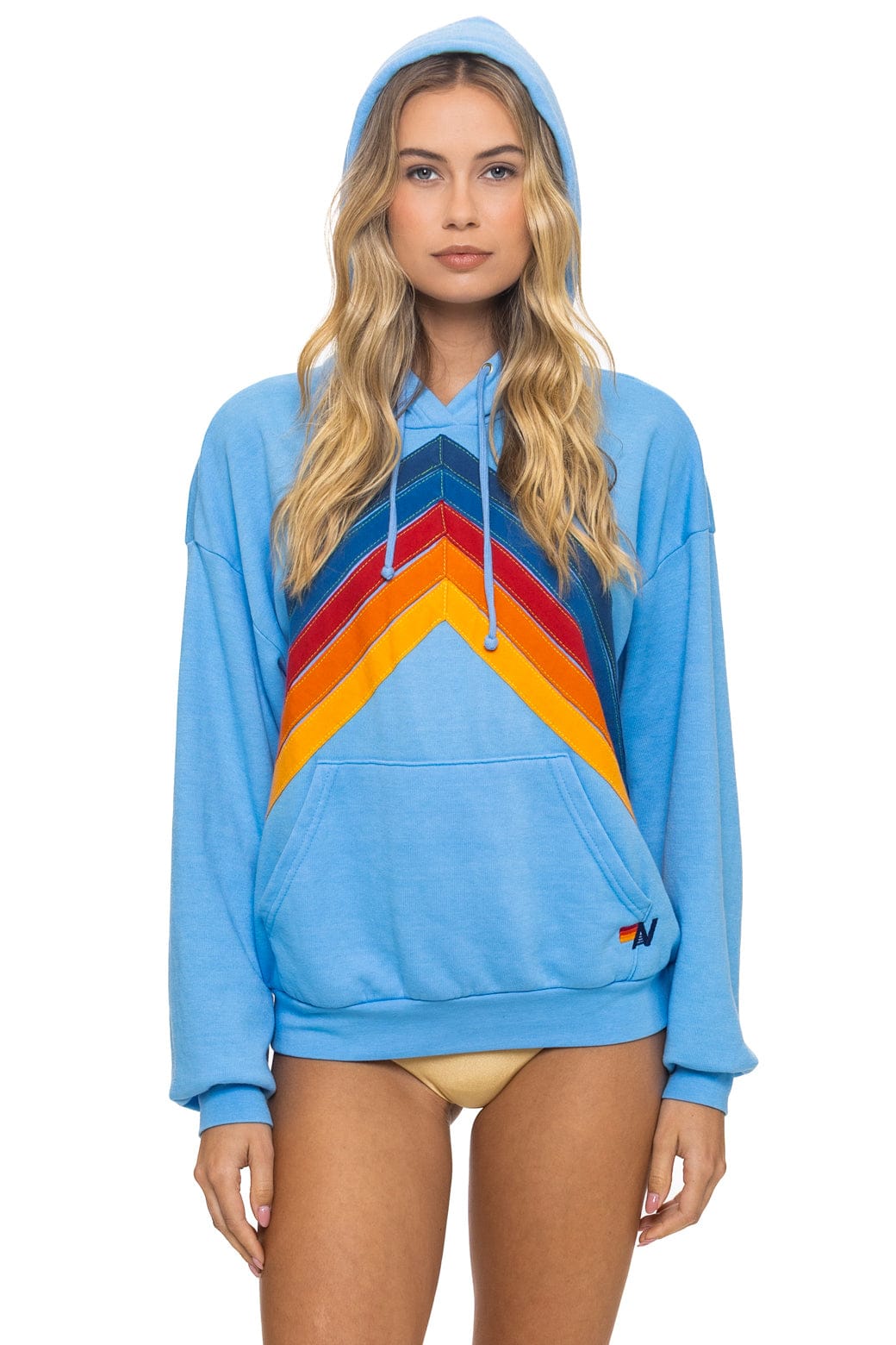Aviator Nation - Mountain Stitch Chevron Pullover Hoodie Relaxed - Sky