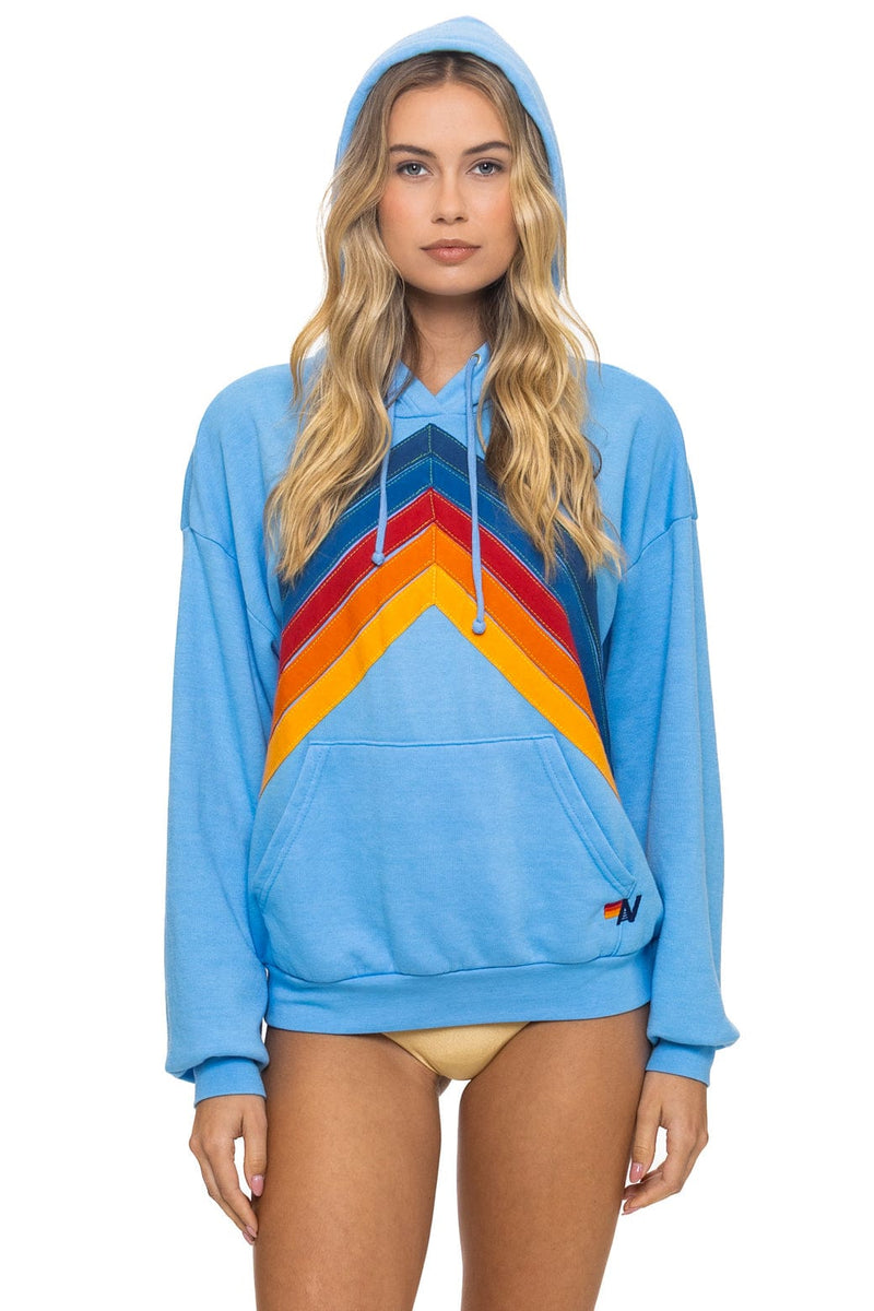 Aviator Nation - Mountain Stitch Chevron Pullover Hoodie Relaxed - Sky