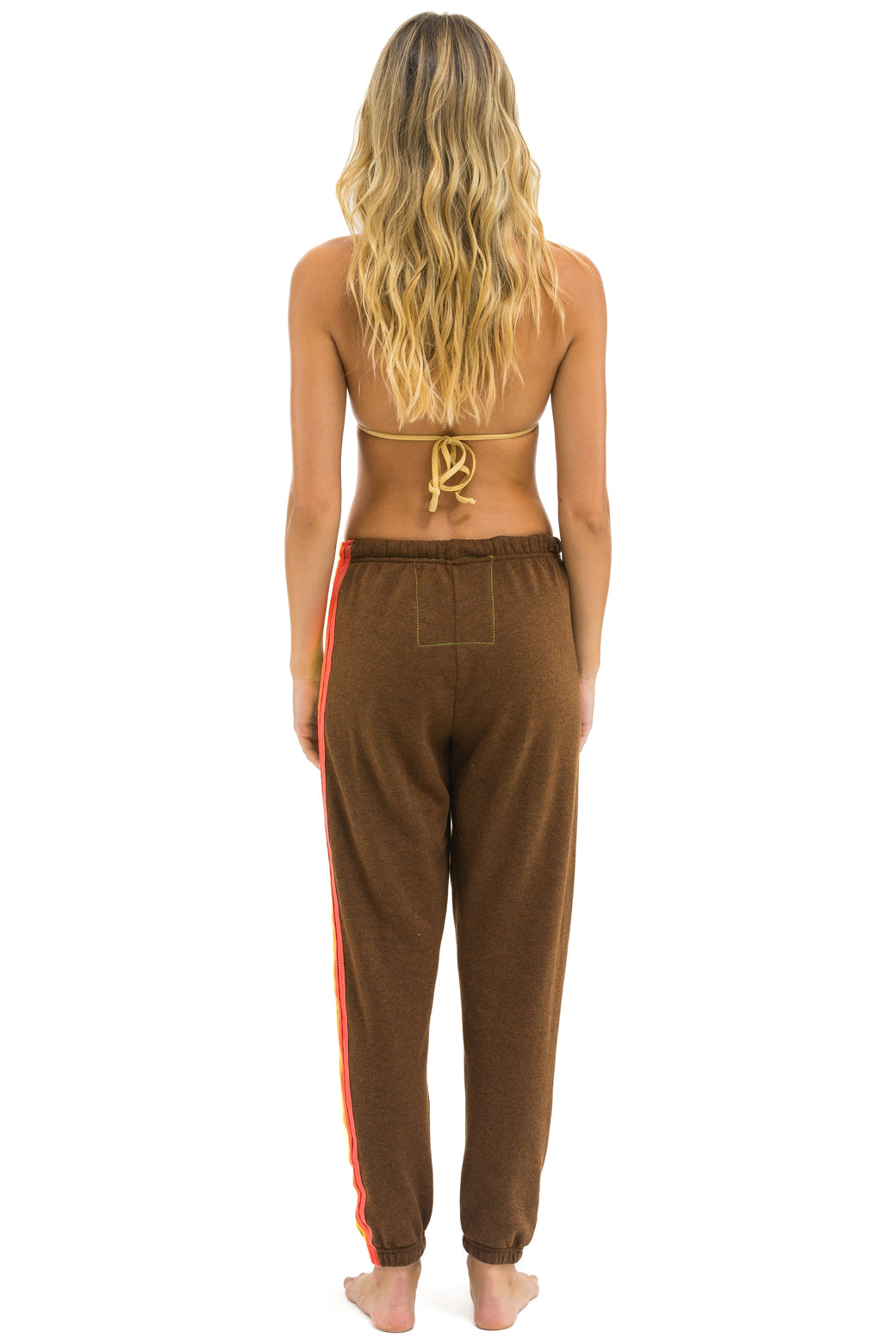 Aviator Nation - 5 Stripe Sweatpants - Chocolate / White Neon