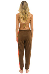 Aviator Nation - 5 Stripe Sweatpants - Chocolate / White Neon