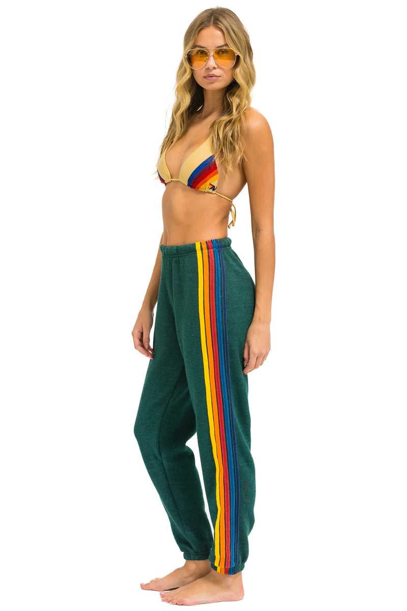 Aviator Nation - Women's 5 Stripe Sweatpants - Forest