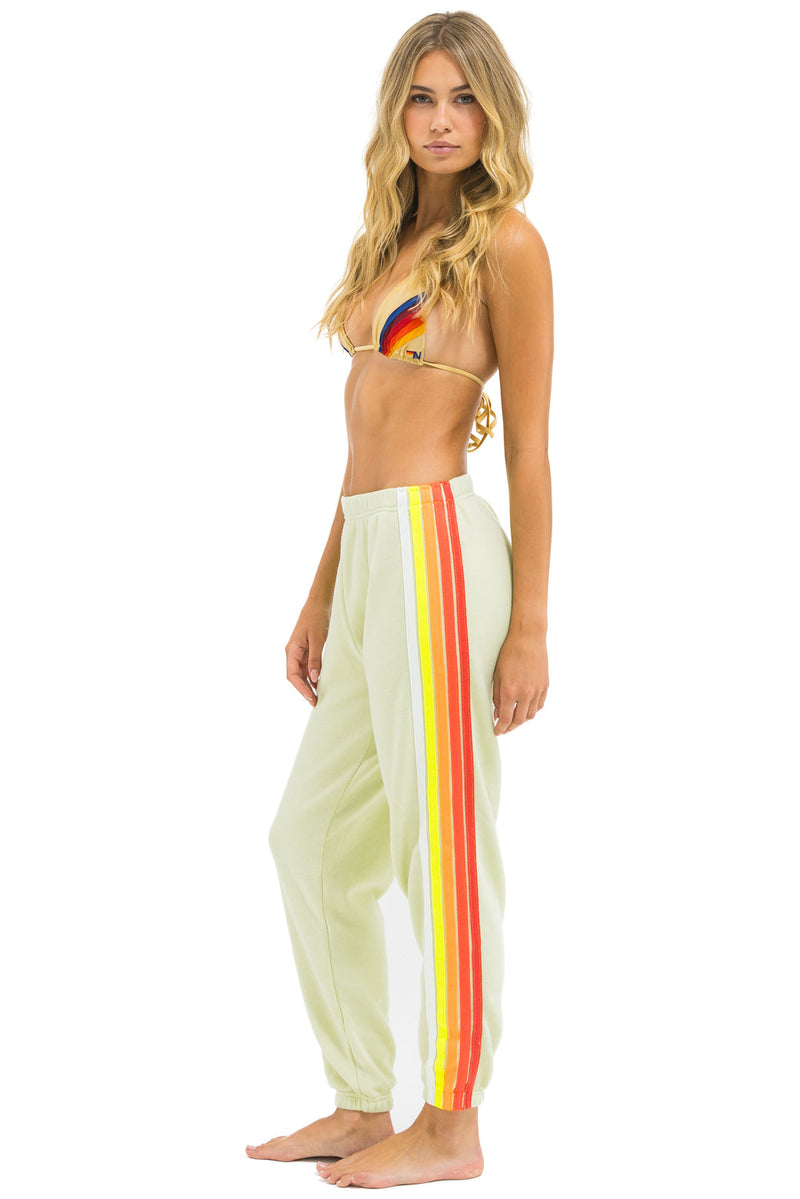 Aviator Nation - 5 Stripe Sweatpants - Lime Cream / White Neon