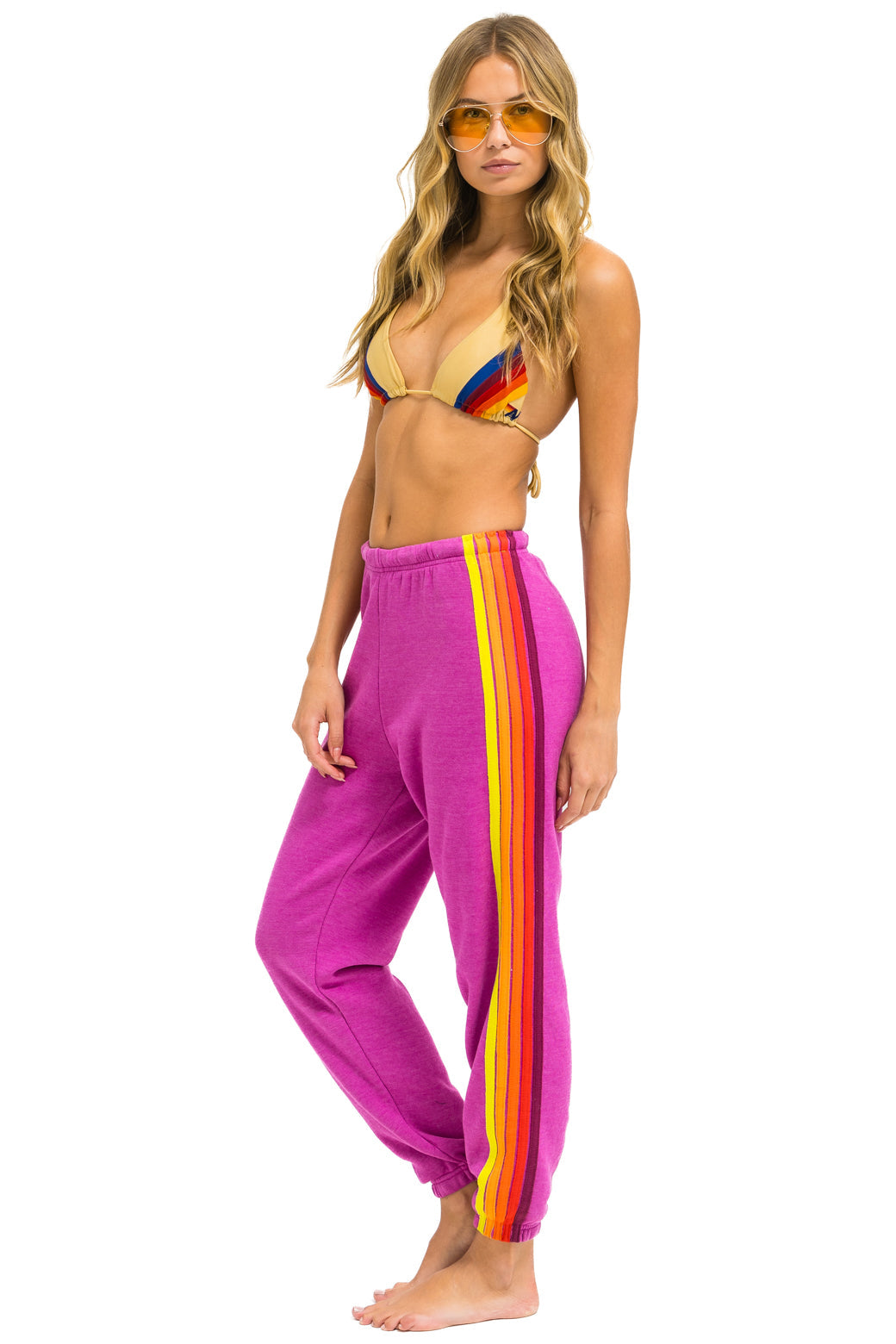 Aviator Nation - 5 Stripe Sweatpants - Magenta // Orange // Yellow