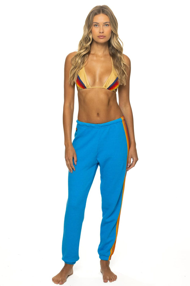 5 Stripe Sweatpants in Neon Blue