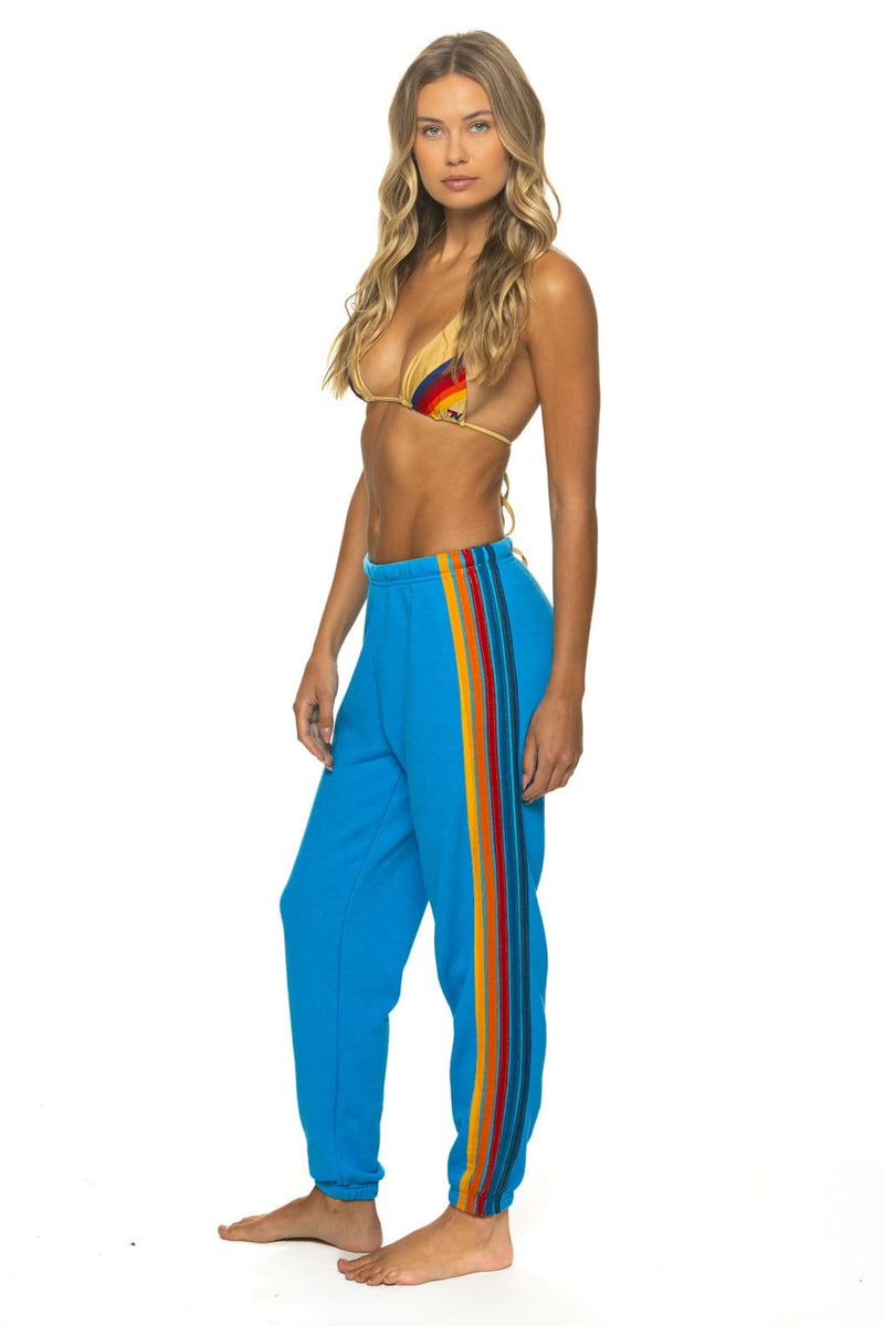 5 Stripe Sweatpants in Neon Blue