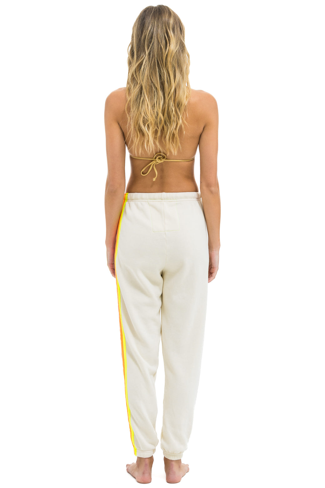Aviator Nation - 5 Stripe Sweatpants - Vintage White//Neon