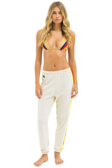 Aviator Nation - 5 Stripe Sweatpants - Vintage White / White Neon