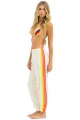 Aviator Nation - 5 Stripe Sweatpants - Vintage White / White Neon