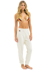 Aviator Nation - 5 Stripe Sweatpants - Vintage White / White Neon