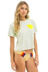 Aviator Nation - Heart Print Boyfriend Tee - Lime Cream / Neon Yellow