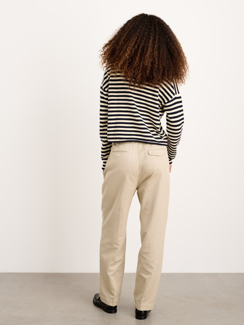 Taylor Striped Cardigan in Navy/Ivory, detail