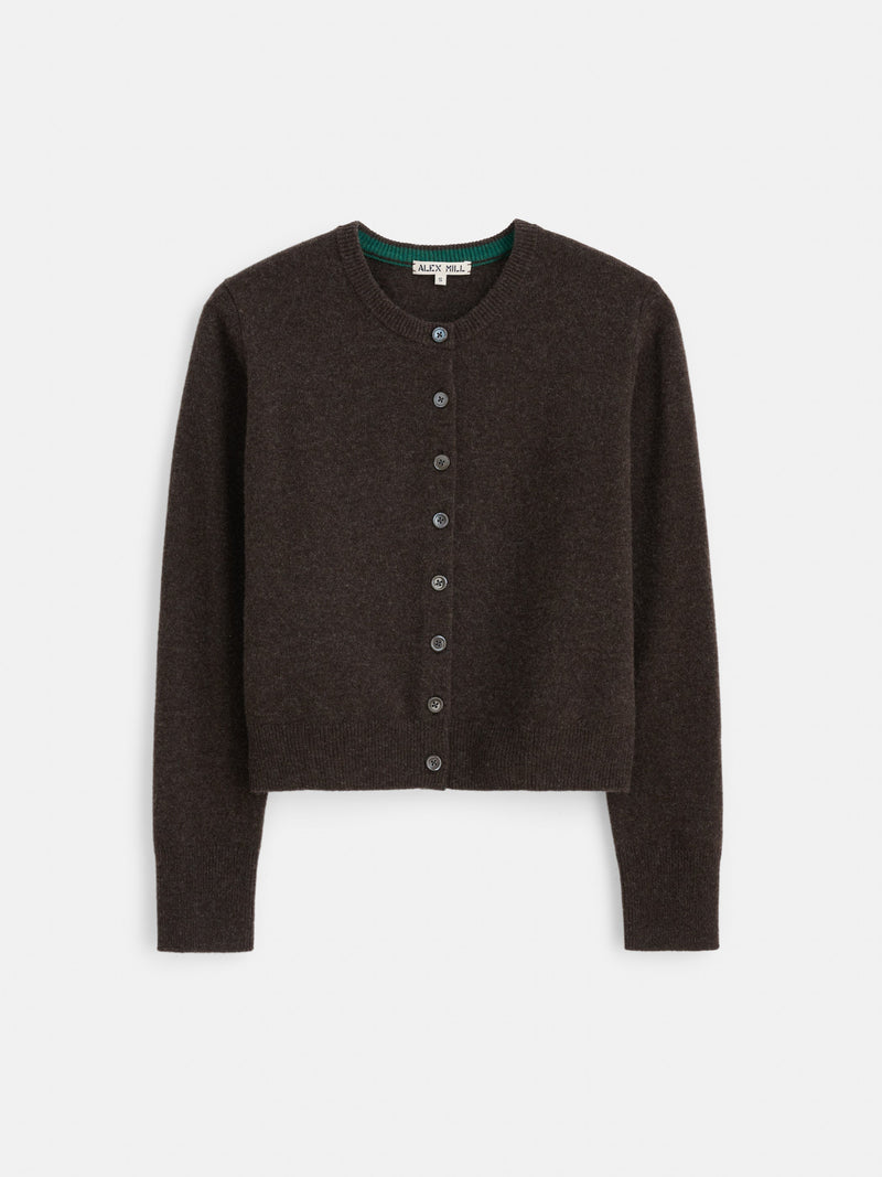 Elizabeth Street Cardigan in Coffee, front