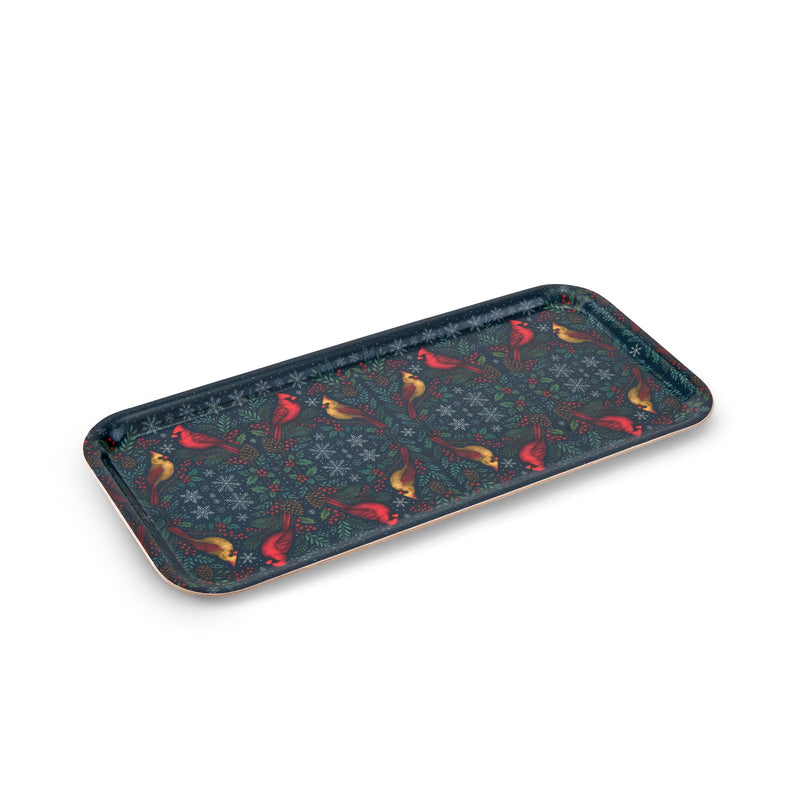 Cardinal Couple Narrow Birchwood Small Decorative Tray