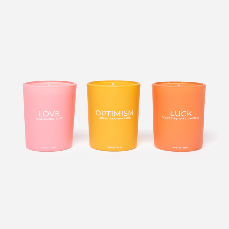 Good Vibes Crystal Candle Votive Trio