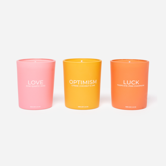 Good Vibes Crystal Candle Votive Trio