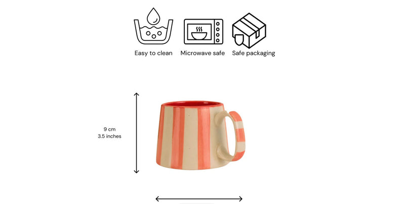 Ceramic Pink Stripe Coffee Cup- 220ml