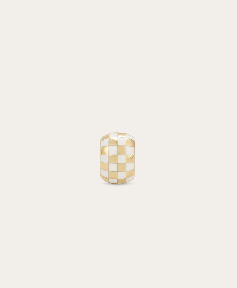 Adina Reyter - White Ceramic Checkerboard Big Bead
