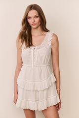 LoveShackFancy - Zayan Heart Eyelet Cotton Mini Dress - White