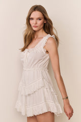 LoveShackFancy - Zayan Heart Eyelet Cotton Mini Dress - White