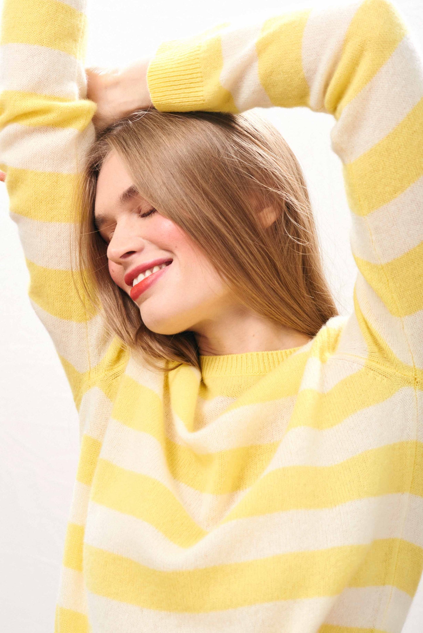 Jumper 1234 - Cashmere Stripe Crew Sweater - Yellow