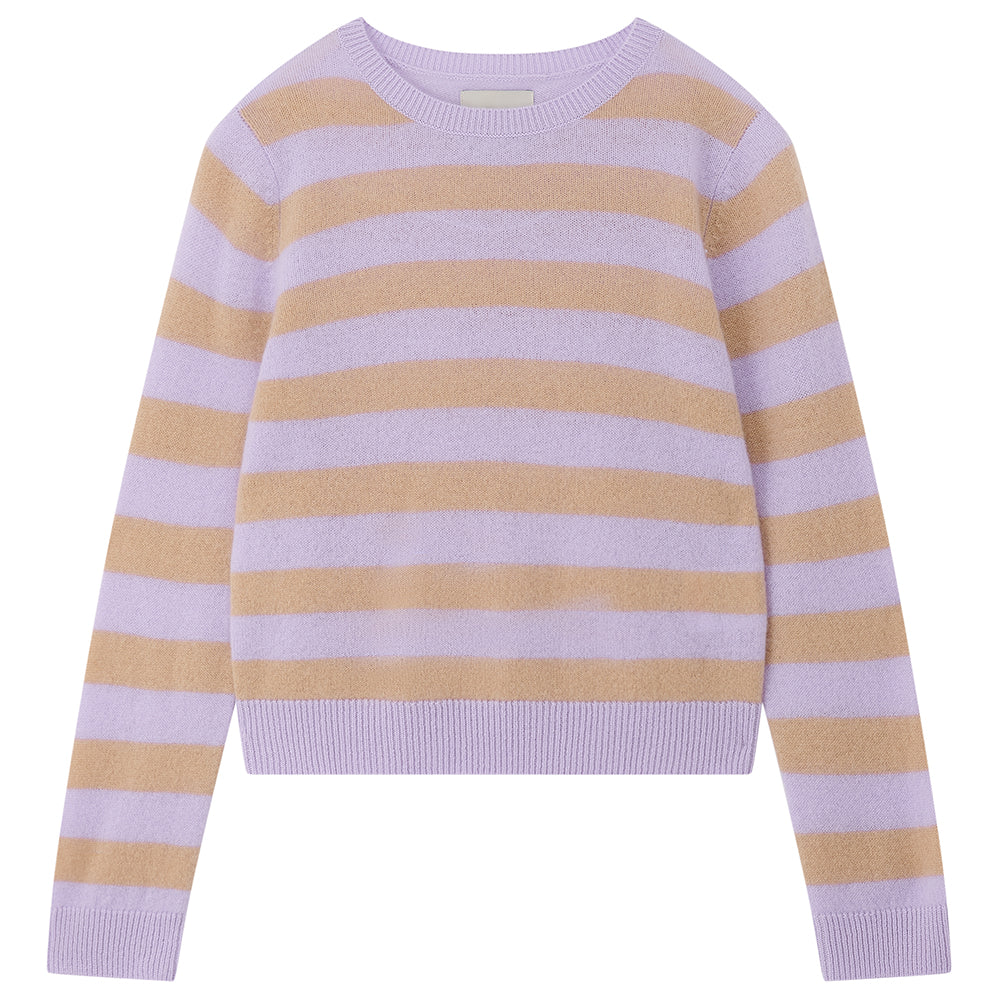 Jumper 1234 - Cashmere Stripe Crew Sweater - Opal